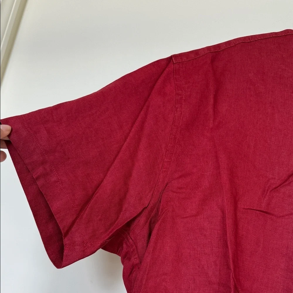 J. Crew Men's Burgundy Button Down Shirt 100% Linen